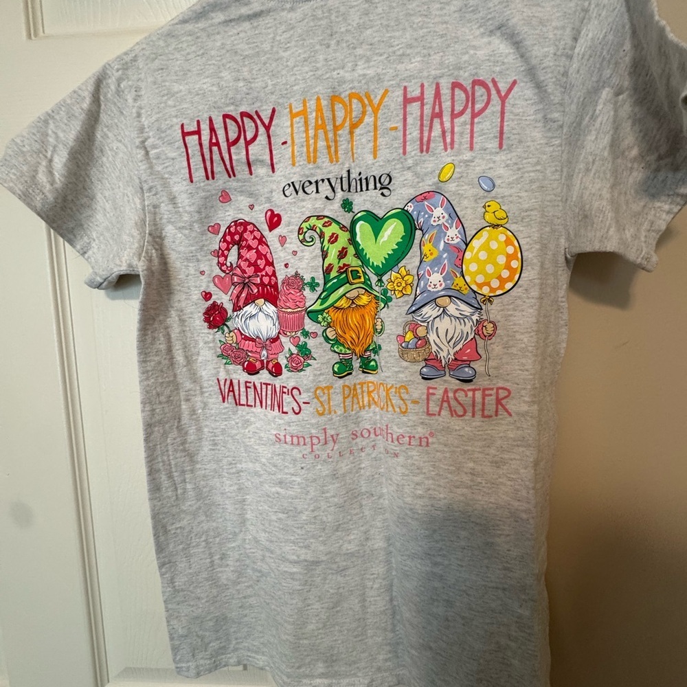Simply Southern Gray T-Shirt happy everything holiday - Picture 3 of 4